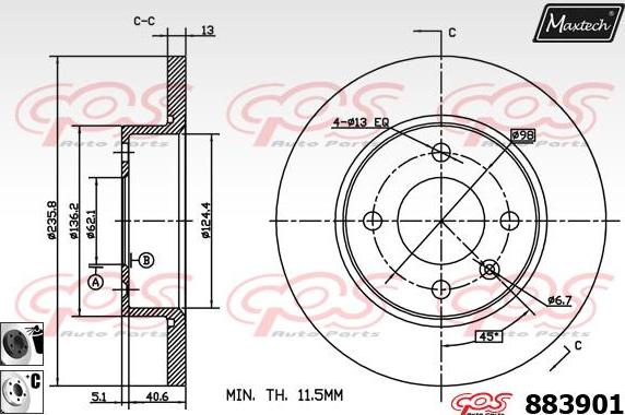 Maxtech 881007 - Тормозной диск autospares.lv