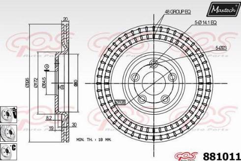 Maxtech 881011.6980 - Тормозной диск autospares.lv