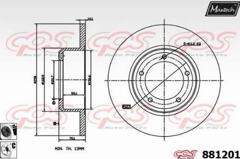 Maxtech 881201.6060 - Тормозной диск autospares.lv