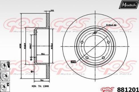 Maxtech 881201.6980 - Тормозной диск autospares.lv