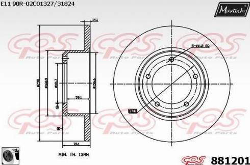 Maxtech 881201.0060 - Тормозной диск autospares.lv