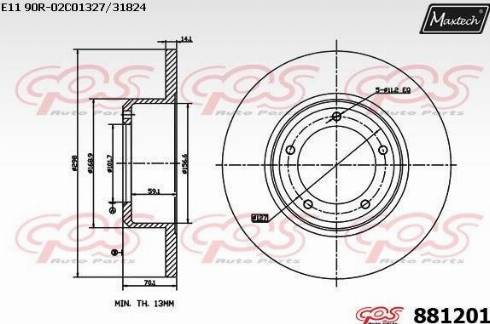 Maxtech 881201.0000 - Тормозной диск autospares.lv