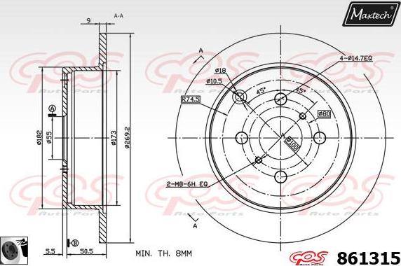 Maxtech 881201 - Тормозной диск autospares.lv