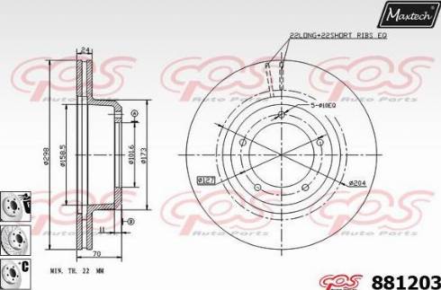 Maxtech 881203.6880 - Тормозной диск autospares.lv