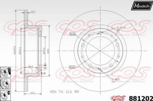 Maxtech 881202.6880 - Тормозной диск autospares.lv