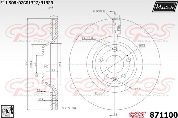 Maxtech 881202 - Тормозной диск autospares.lv