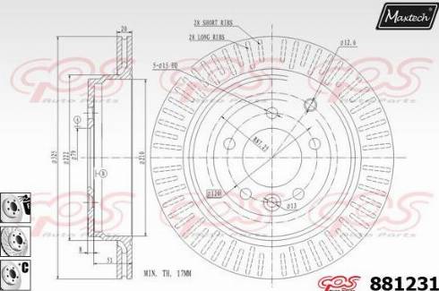 Maxtech 881231.6880 - Тормозной диск autospares.lv