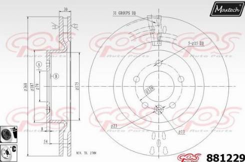 Maxtech 881229.6060 - Тормозной диск autospares.lv