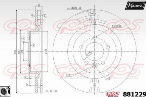 Maxtech 881229.0060 - Тормозной диск autospares.lv