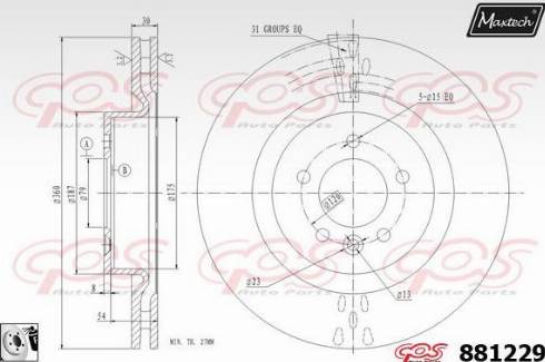 Maxtech 881229.0080 - Тормозной диск autospares.lv