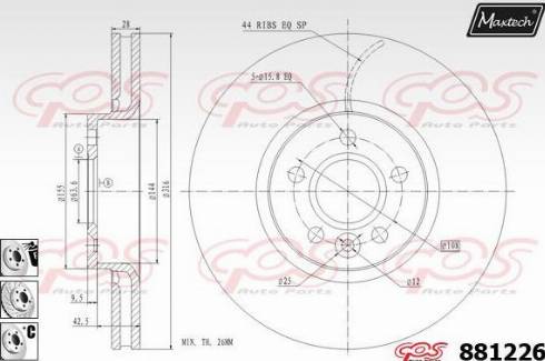 Maxtech 881226.6980 - Тормозной диск autospares.lv