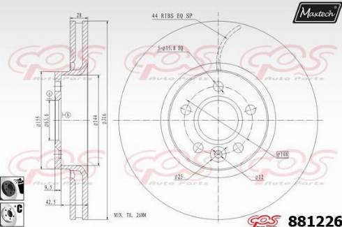 Maxtech 881226.6060 - Тормозной диск autospares.lv