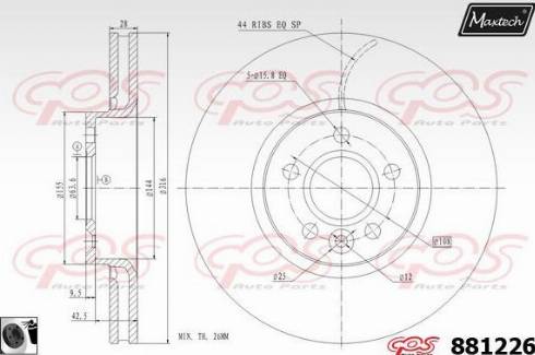 Maxtech 881226.0060 - Тормозной диск autospares.lv