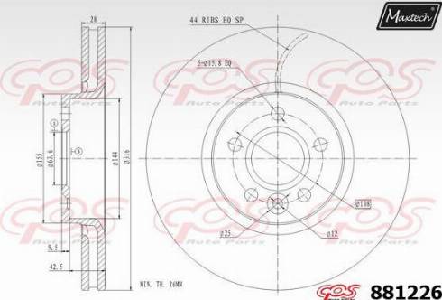 Maxtech 881226.0000 - Тормозной диск autospares.lv