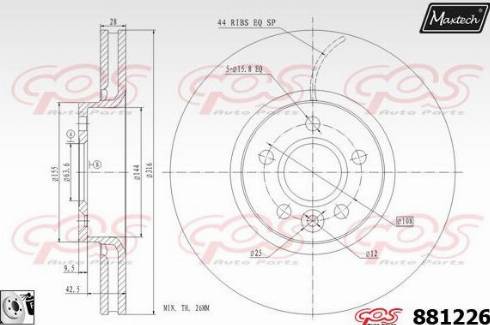 Maxtech 881226.0080 - Тормозной диск autospares.lv