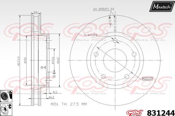 Maxtech 881226 - Тормозной диск autospares.lv