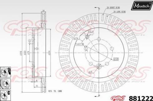 Maxtech 881222.6980 - Тормозной диск autospares.lv