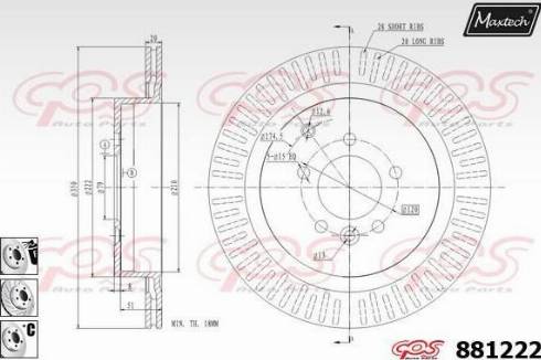 Maxtech 881222.6880 - Тормозной диск autospares.lv