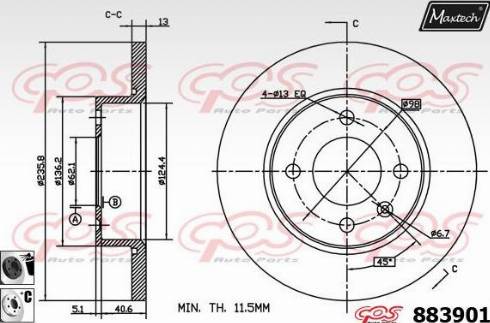 Maxtech 883901.6060 - Тормозной диск autospares.lv