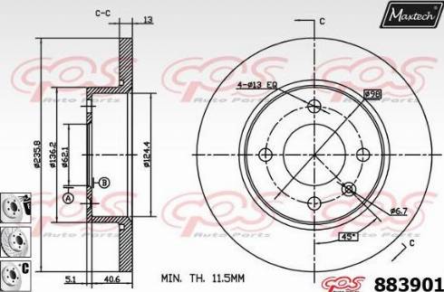 Maxtech 883901.6880 - Тормозной диск autospares.lv