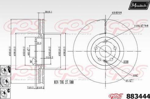 Maxtech 883444.6880 - Тормозной диск autospares.lv