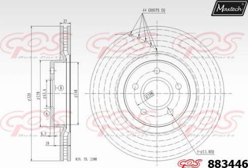 Maxtech 883446.0000 - Тормозной диск autospares.lv