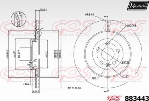 Maxtech 883443.0000 - Тормозной диск autospares.lv