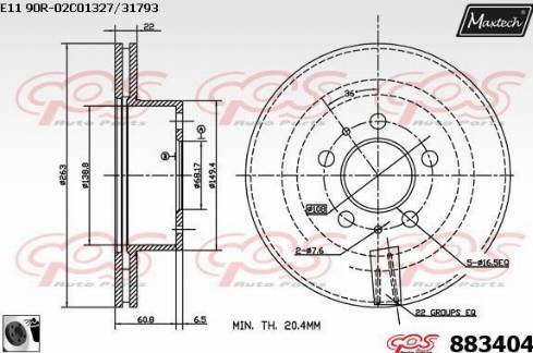 Maxtech 883404.0060 - Тормозной диск autospares.lv