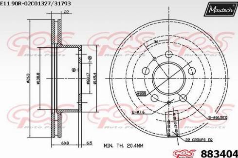 Maxtech 883404.0000 - Тормозной диск autospares.lv