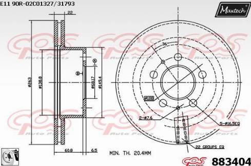 Maxtech 883404.0080 - Тормозной диск autospares.lv