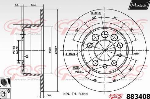 Maxtech 883408.6060 - Тормозной диск autospares.lv