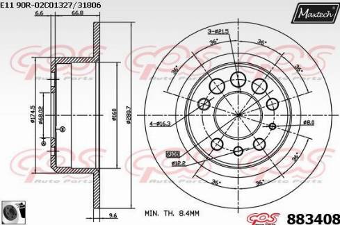 Maxtech 883408.0060 - Тормозной диск autospares.lv