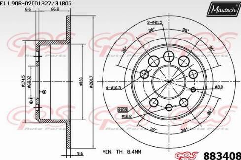 Maxtech 883408.0000 - Тормозной диск autospares.lv