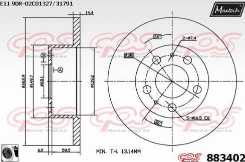 Maxtech 883402.0060 - Тормозной диск autospares.lv