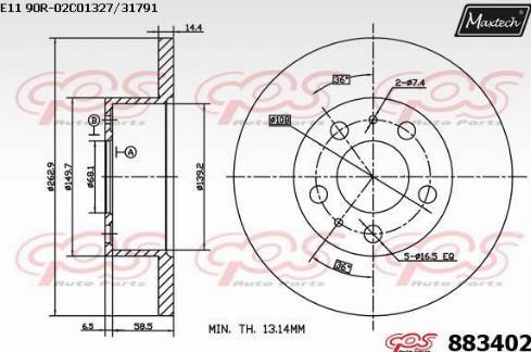 Maxtech 883402.0000 - Тормозной диск autospares.lv