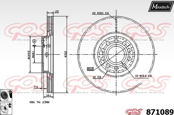 Maxtech 883402 - Тормозной диск autospares.lv