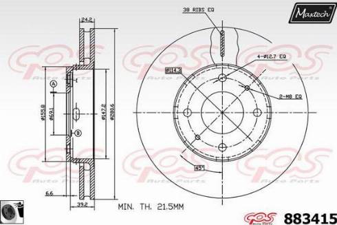 Maxtech 883415.0060 - Тормозной диск autospares.lv