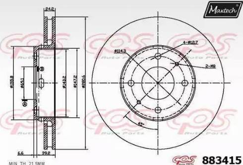 Maxtech 883415.0000 - Тормозной диск autospares.lv