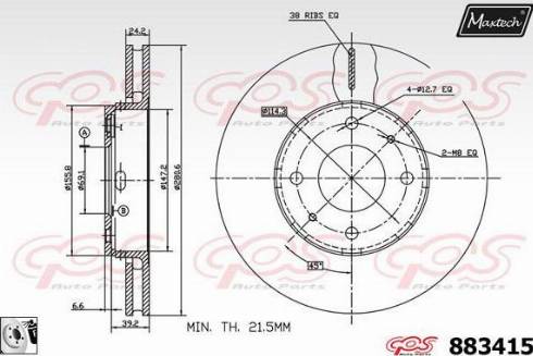 Maxtech 883415.0080 - Тормозной диск autospares.lv