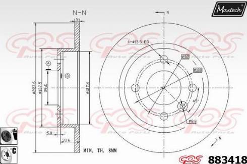 Maxtech 883418.6060 - Тормозной диск autospares.lv