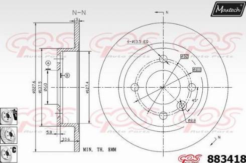 Maxtech 883418.6880 - Тормозной диск autospares.lv