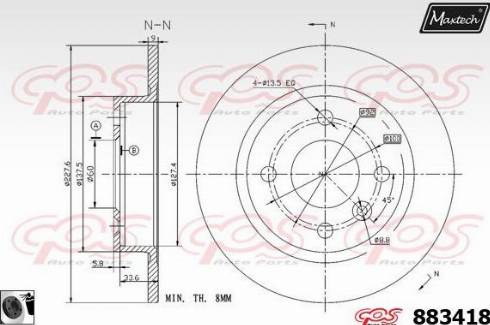 Maxtech 883418.0060 - Тормозной диск autospares.lv