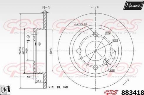 Maxtech 883418.0080 - Тормозной диск autospares.lv