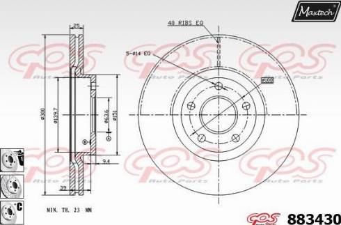 Maxtech 883430.6880 - Тормозной диск autospares.lv