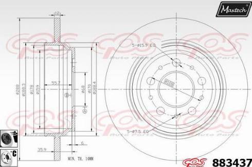 Maxtech 883437.6060 - Тормозной диск autospares.lv