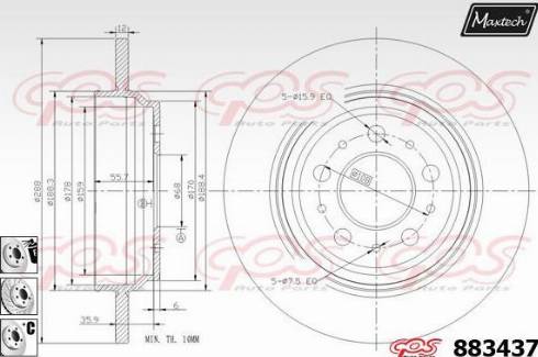 Maxtech 883437.6880 - Тормозной диск autospares.lv