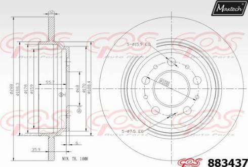 Maxtech 883437.0000 - Тормозной диск autospares.lv