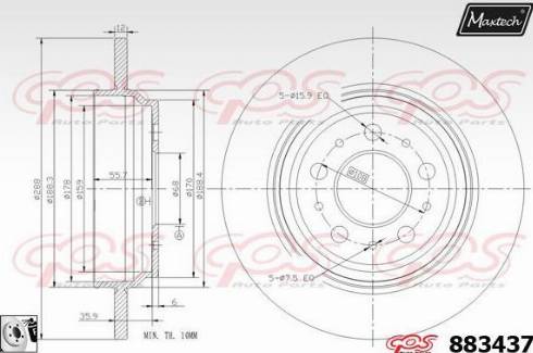 Maxtech 883437.0080 - Тормозной диск autospares.lv