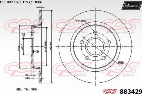 Maxtech 883429.0000 - Тормозной диск autospares.lv