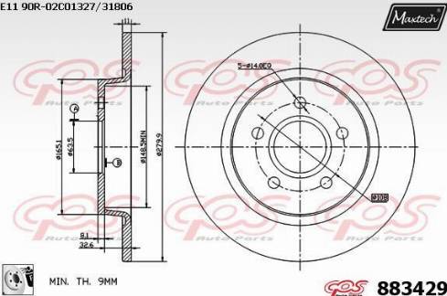 Maxtech 883429.0080 - Тормозной диск autospares.lv